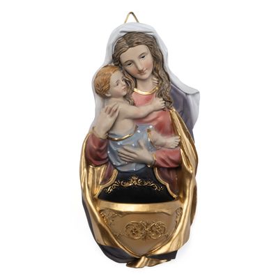 Madonna mit Kind Figur in Wandnische zur Wandmontage - 18,5 cm hoch - religiöse