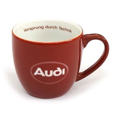 Audi Tasse Porzellan Becher Audi Oval Logo Kaffeebecher Kaffeetasse rot A8-8053