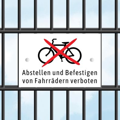 Zaunschild - Fahrräder abstellen verboten - Perfekt für Doppelstabmattenzäune