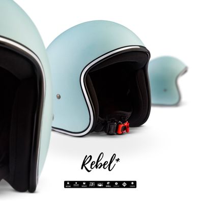 REBEL R2 BASIL / Jet-Helm Vespa Roller Motorrad-Helm Retro Chopper Scooter XS-XL