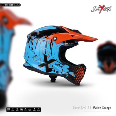 SOXON SKC-33 FUSION-ORANGE / KIDS KINDER-CROSS-HELM Offroad Motorrad XXS–S