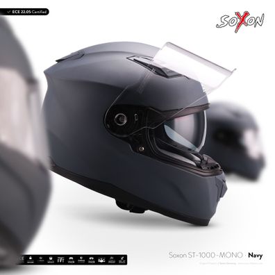 SOXON ST-1000 MONO NAVY Integral-helm ? FULL-FACE Motorrad-helm ROLLER ? XS–XXL