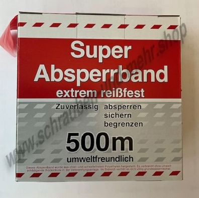 Absperrband 500 m rot/weiß Flatterband Warnband extrem reißfest