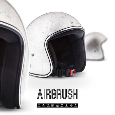 REBEL R3 SILVER - Jet-Helm Vespa Roller Motorrad-Helm BIKER Airbrush Silber XS-XL