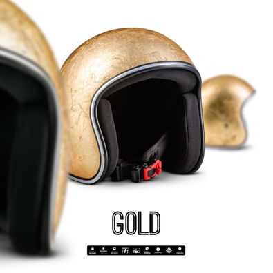 REBEL R3 GOLD - Jet-Helm Vespa Roller Motorrad-Helm BIKER Airbrush Spezial XS-XL