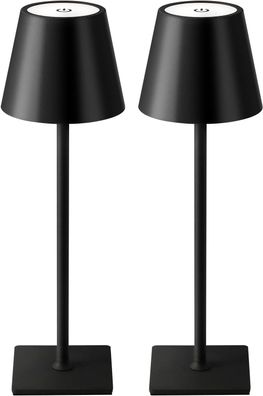 Visdanfo Kabellose Tischlampe, ED-Schreibtischlampe (2 pack) 4000mAh,3 Farben Schwarz