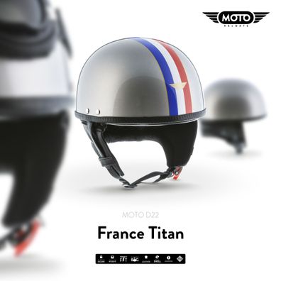 MOTO D22 France Titan JET-HELM Roller Vespa Motorrad-Helm Retro Mofa Bobber S-XXL
