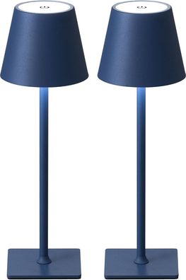 Visdanfo Kabellose Tischlampe, ED-Schreibtischlampe (2 pack)4000mAh,3 Farben Blau