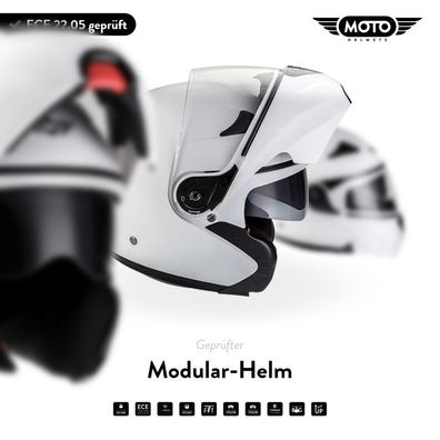 Motorrad-Helm Klapp-Helm Rollerhelm FlipUp Integral | MOTO F19 - Matt White | XS - XL