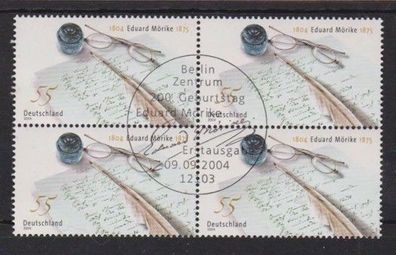 BRD 2004 gestempelt ESST 4er Block MiNr. 2419 Eduard Mörike Schriftsteller