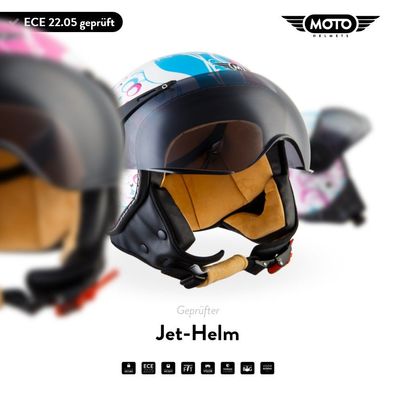 Motorrad-Helm Jet-Helm Rollerhelm Vespa-Helm | MOTO H44 - Flower | XS - XL