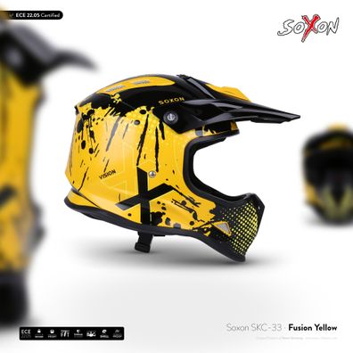 SOXON SKC-33 FUSION-YELLOW / KIDS KINDER-CROSS-HELM Offroad Motorrad XXS–S
