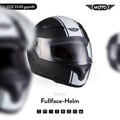 MOTO X86 Racing Matt Black - Integralhelm Motorrad Helm Fullface schwarz ECE XS-XXL