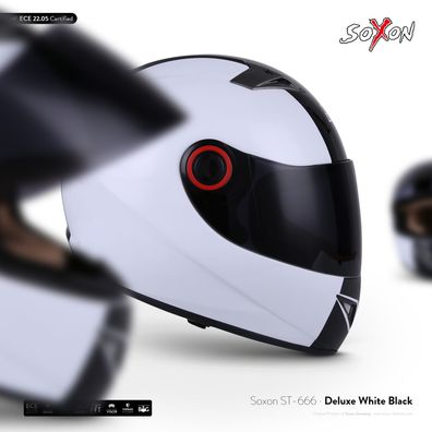 SOXON ST-666 Deluxe W B - Integralhelm Motorrad-helm ROLLER Scooter Weiß XS-XL