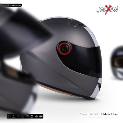 SOXON ST-666 Deluxe Titan - Integralhelm Motorrad-helm ROLLER Scooter Grau XS-XL