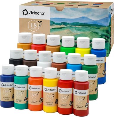 Artecho - Acrylfarben Set - 18x59ml Flaschen