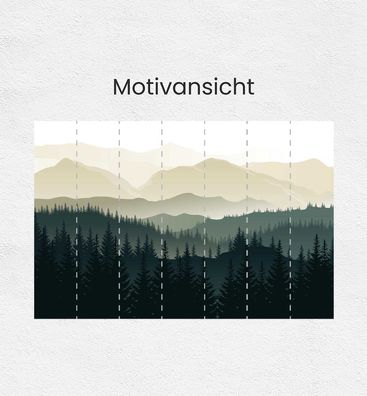 Fototapete Minimalistische Walddichtung mit Bergen Wanddeko Bildtapete Tapete