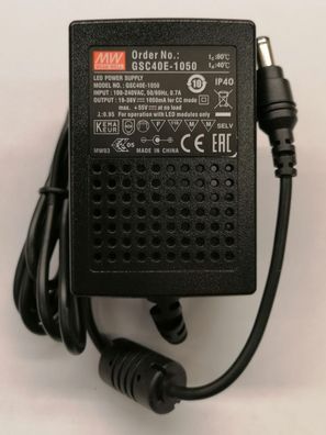 Mean Well GSC40E-1050 LED-Steckernetzteil 40W 19-38V 1,05A 1050mA CC Konstantstromnet