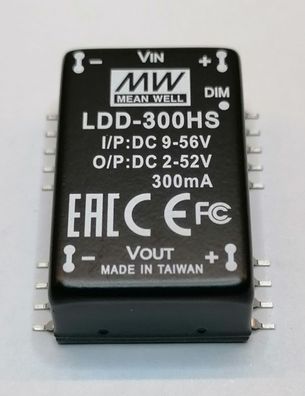 Mean Well LDD-300HS DC/DC Led Driver IN:9-56V OUT:2-52V 300mA SMD dimmbar PWM