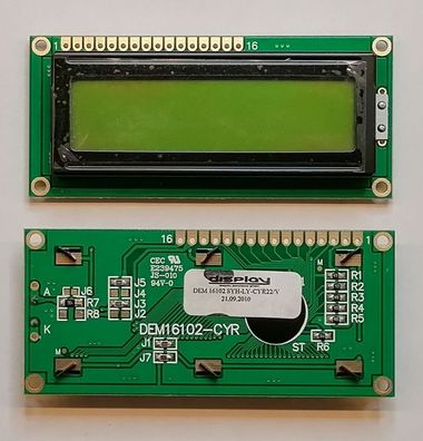 LCD STN Display DEM16102SYH-LY-CYR 16x1 schwarz/gelb kyrillisch Display Elektronik