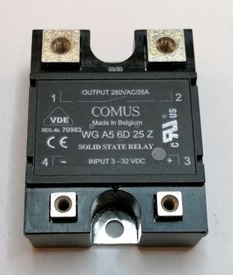 Comus WGA5-6D25Z Solid State Relais Z-Vers. 280V/25A | IN 3-32 VDC