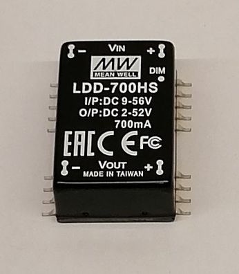 Mean Well LDD-700HS DC/DC Led Driver IN:9-56V OUT:2-52V 700mA SMD dimmbar PWM