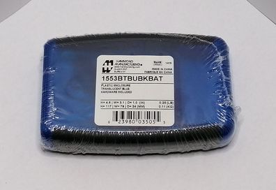 Hammond 1553BTBUBKBAT Kunststoff-Gehäuse 117x79x24 blau transparent/schwarz mit Batte