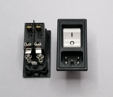 Schurter 3-109-713 (TA35-CBDWM100C0) Einbaukaltgerätestecker+Netzschalter IEC 2polig