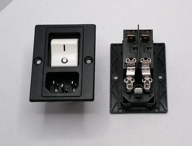 Schurter 3-109-714 (TA35-CBDWM100C0) Einbaukaltgerätestecker+Netzschalter IEC 2polig