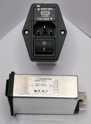 Schaffner FN394-1-05-11 Netzfilter IEC 250V/1A Einbau mit Sicherung+Schalter+Kaltgerä