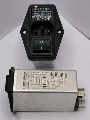 Schaffner FN394E-2.5-05-11 Netzfilter IEC 250V/2,5A Einbau mit Sicherung+Schalter+Kal