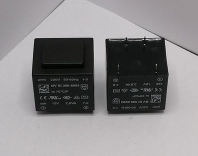Printtrafo BVEI3068003 Hahn 2,8VA Primär 230V Sekundär 12V 233mA