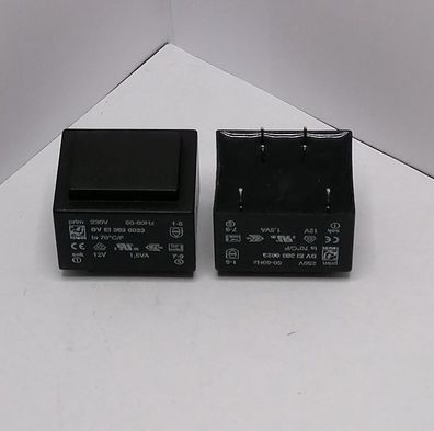 Printtrafo BVEI3038023 Hahn 1,5VA Primär 230V Sekundär 12V 125mA