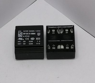 Printtrafo BVUI210004 Hahn 1VA Primär 2x115V Sekundär 2x12V 2x41mA