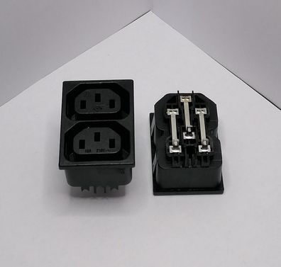 5 Stk K+B 44R02.2121.150 2-fach Einbau-Kaltgerätebuchse 3-Polig Löt 250VAC 10A 70Â°C