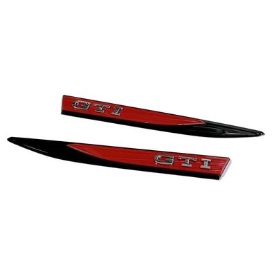 Original VW Polo 6 (2G) GTI Plaketten-Set seitlich Kotflügel Emblem Logo schwarz/ rot