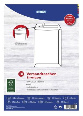 Versandtasche C4, weiß, haftkl., o. Fenster [Stylex 41199]
