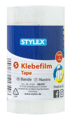 Klebefilm, 5 Rollen, 18 mm x 33 m (Stylex 41351]