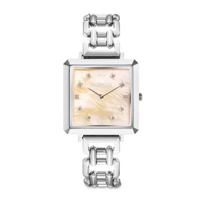 Coeur de Lion Damen Uhr 7630/74-1727 Iconic Cube Apricot Crush Statement Silber