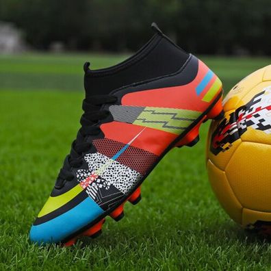 Soccer shoes kids high top long staple adhesive sole workout shoes