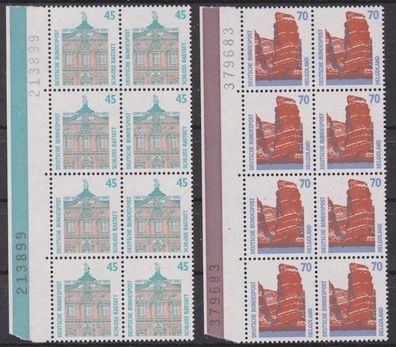 BRD 1990 postfrisch Sehenswürdigkeiten 8er Streifen MiNr. 1468-1469 mit Bogen-Nr