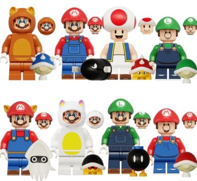 Minifiguren Zusammengesetzte Bausteine Figuren Kinder Spielzeug 8Pcs Super Mario