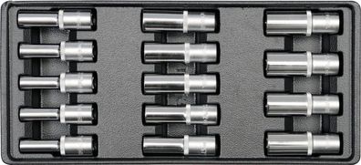 Schubladeneinsatz 385x175x41mm inkl. mit Stecknüssen 1/2" 8-21mm, 14-teilig
