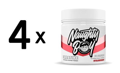 4 x Naughty Boy Creatine, Strawberry - 300g