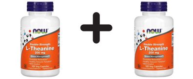 2 x NOW Foods L-Theanine, 200mg with Inositol - 120 vcaps