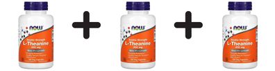 3 x NOW Foods L-Theanine, 200mg with Inositol - 120 vcaps