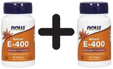 2 x NOW Foods Vitamin E-400, Natural (Mixed Tocopherols) - 50 softgels