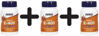 3 x NOW Foods Vitamin E-400, Natural (Mixed Tocopherols) - 50 softgels