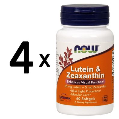 4 x NOW Foods Lutein & Zeaxanthin - 60 softgels
