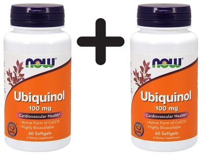 2 x NOW Foods Ubiquinol, 100mg - 60 softgels
